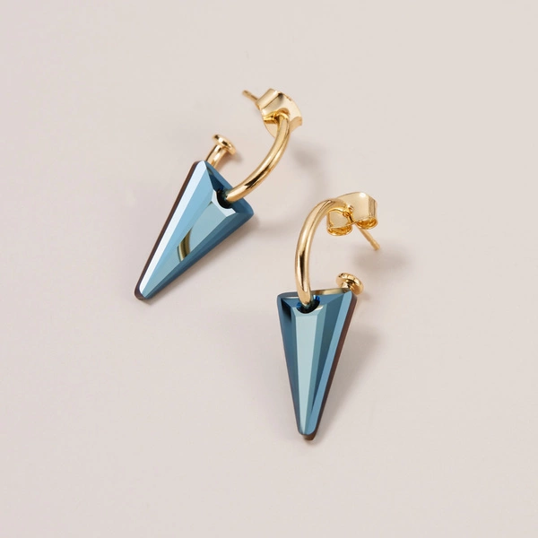 Złocone kolczyki z kyształami Jean Paul Gaultier. ZA PAMIĘĆ