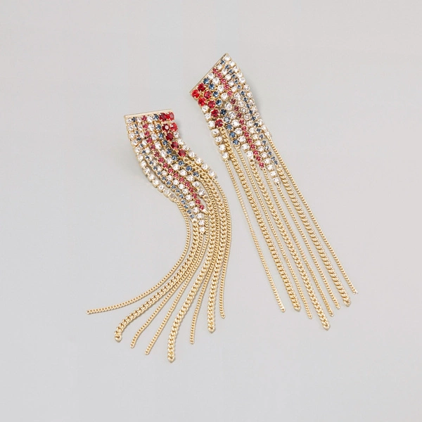 Kolczyki wiszące z łańcuszkami i kolorowymi kryształkami. LIZA