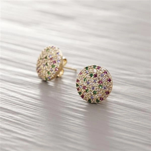 Okrągłe kolczyki wkrętki z kolorowymi cyrkoniami. MÓJ NASTRÓJ