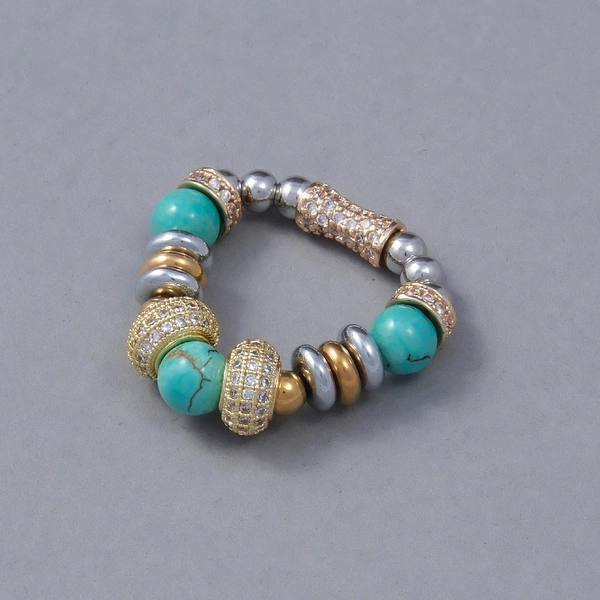 Pierścionek z koralików z turkusu i detali z cyrkoniami. PONT ALEXANDRE