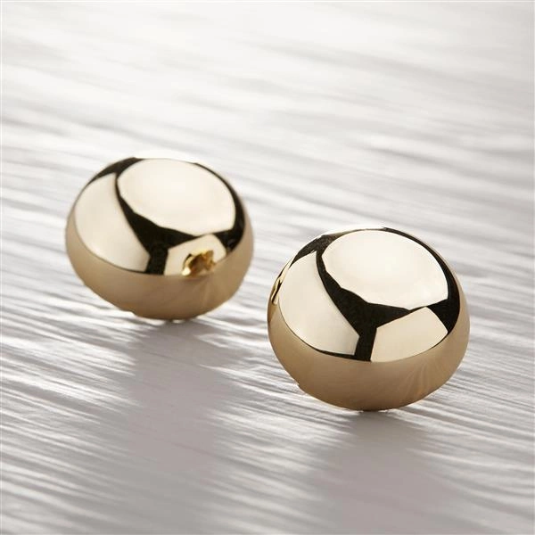 Pozłacane kolczyki wkrętki w kształcie gładkiej półkuli. NOWY JORK