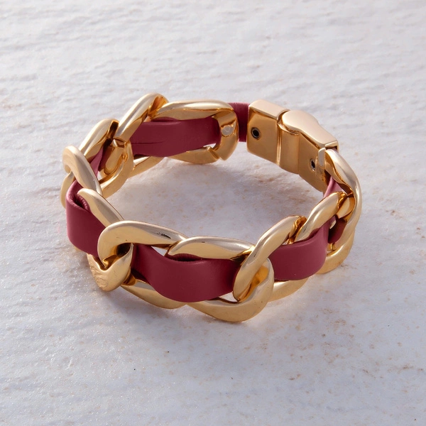 Złocona pancerka z ekoskórą w kolorze czerwonej dalii. BRIGITTE BORDO