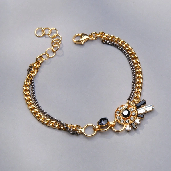 Złocona bransoletka z oczkiem z kryształami na łańcuszku. DRAPACZE CHMUR