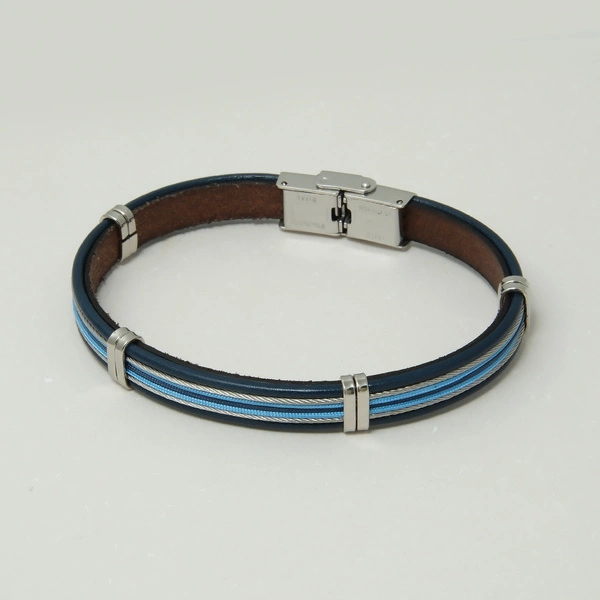 Męska bransoletka ze skóry ze stalowymi elementami. WIKINGOWA DUSZA